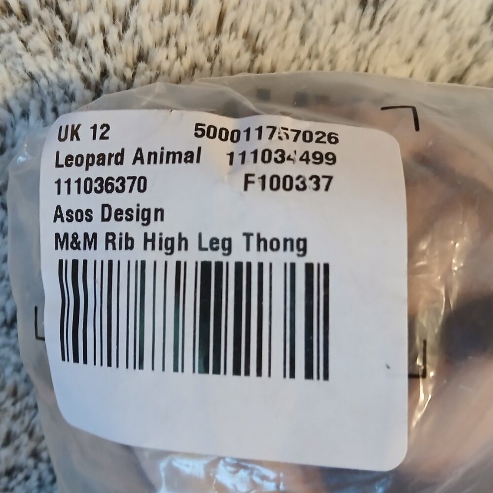 Asos Design Women's Leopard M&M High Leg Thong Size US 8 - Picture 5 of 6